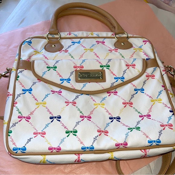 BETSEY JOHNSON Colorful Bowtie Vegan Leather Messenger Padded Laptop Bag, boho - Picture 10 of 10